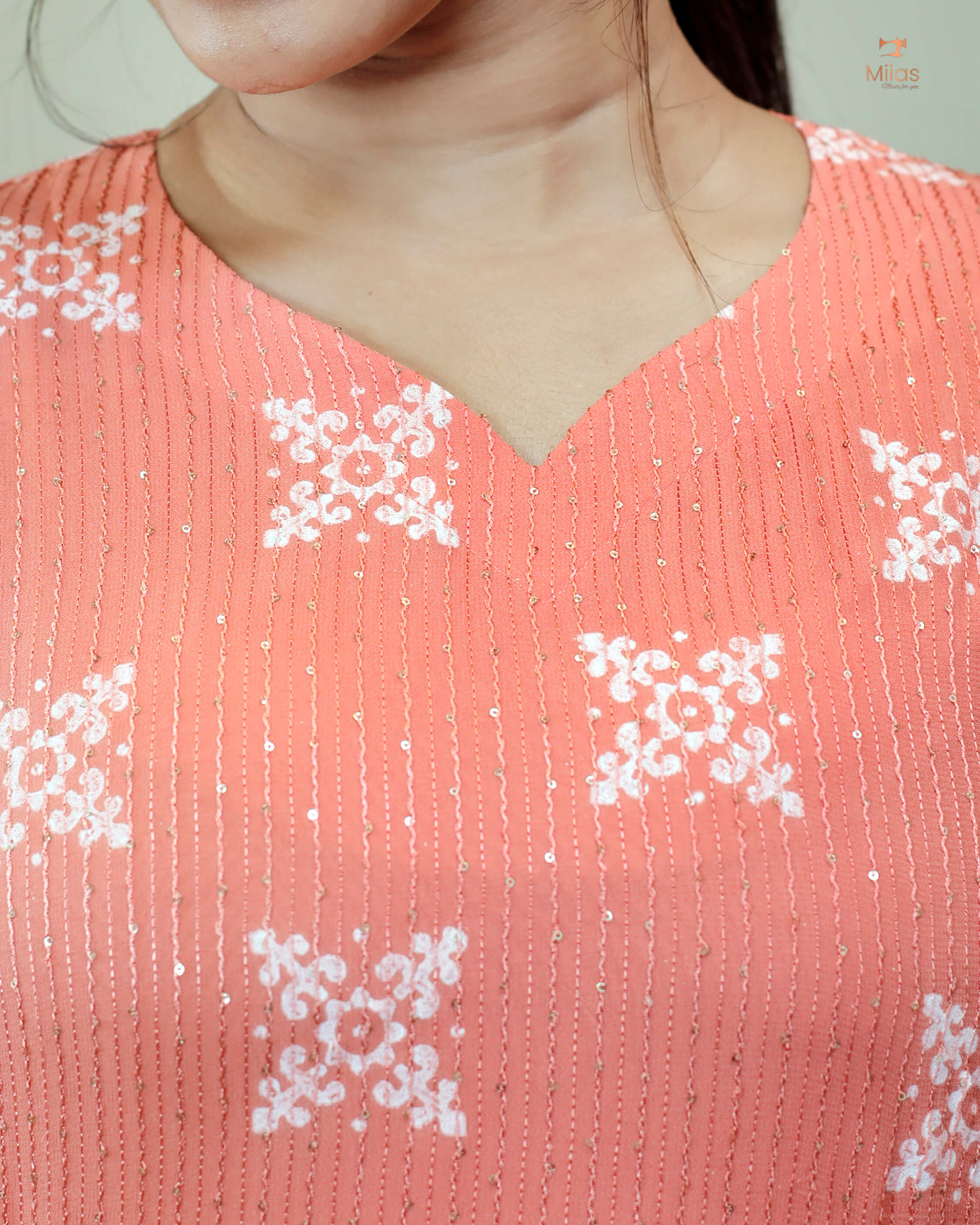 A- line sequined georgette Kurti