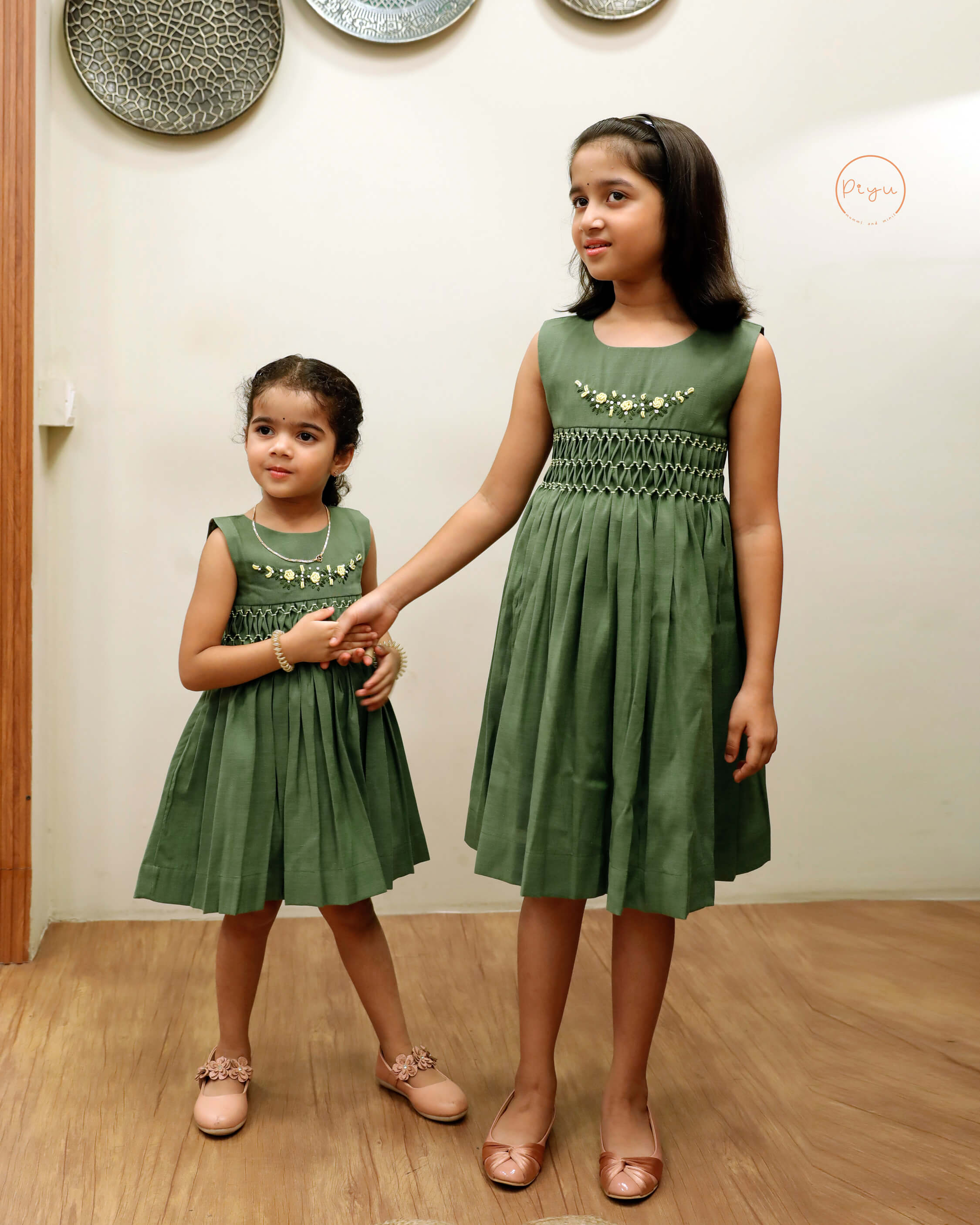 Kids Frock with smocking and hand embroidery