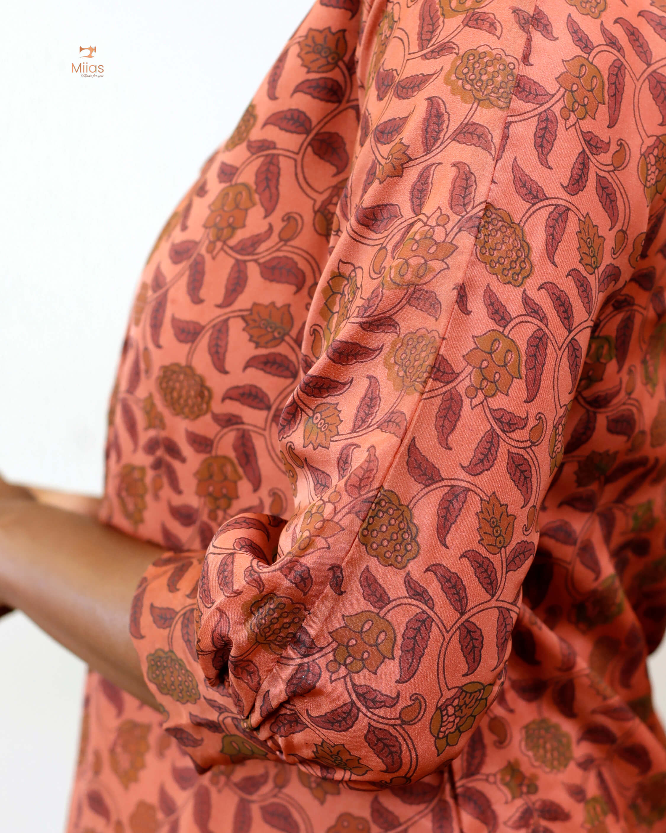 Hand-blocked Kalamkari printed dress kurti in viscose organza