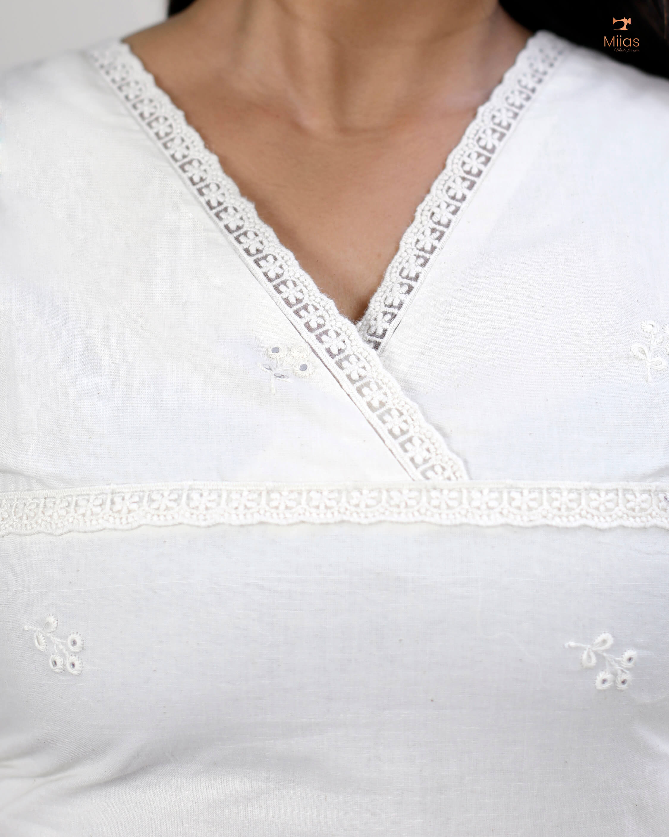 Kora cotton Co-ord set with applique and embroidery work