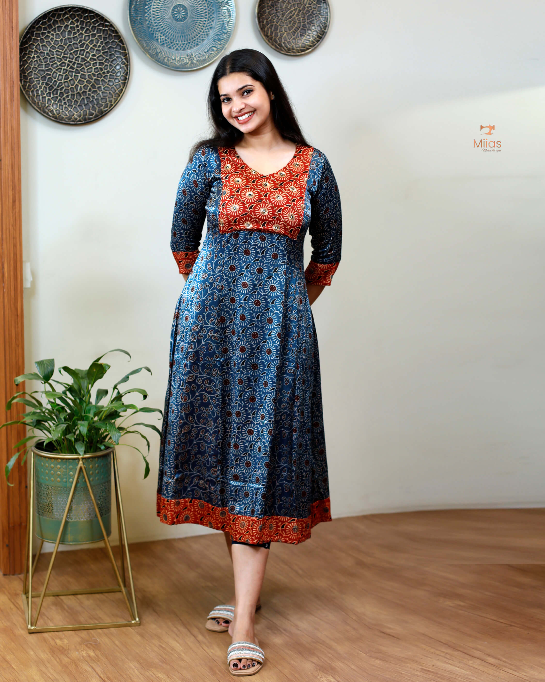 Mashru Silk Panelled Dress Kurti