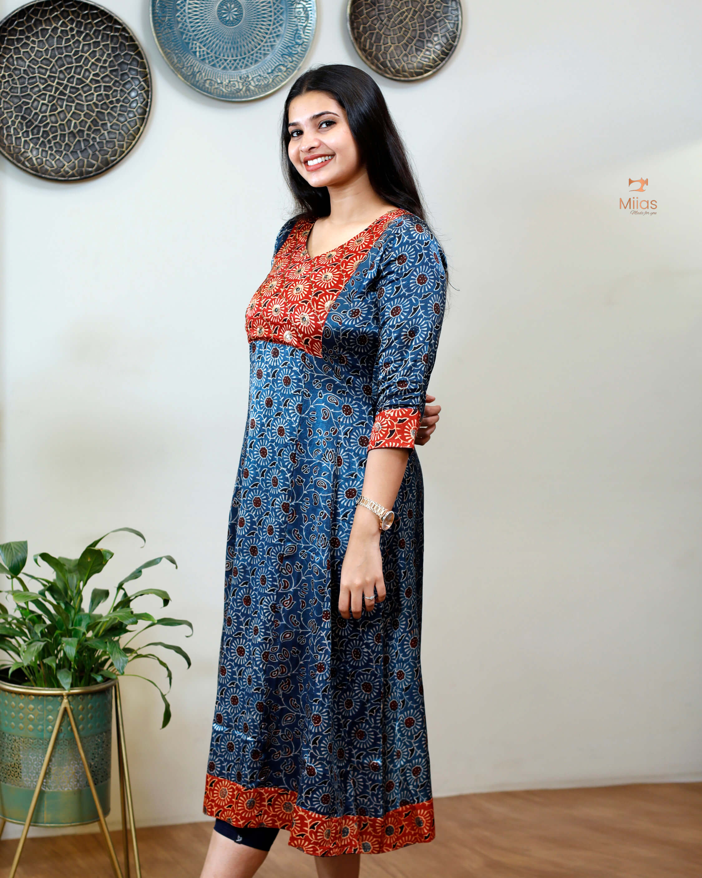 Mashru Silk Panelled Dress Kurti