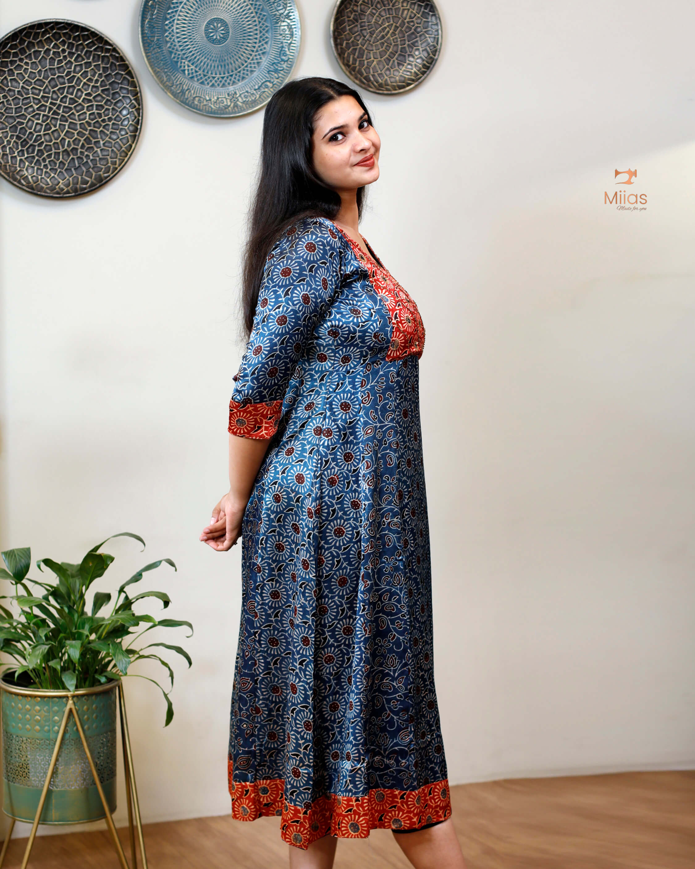 Mashru Silk Panelled Dress Kurti