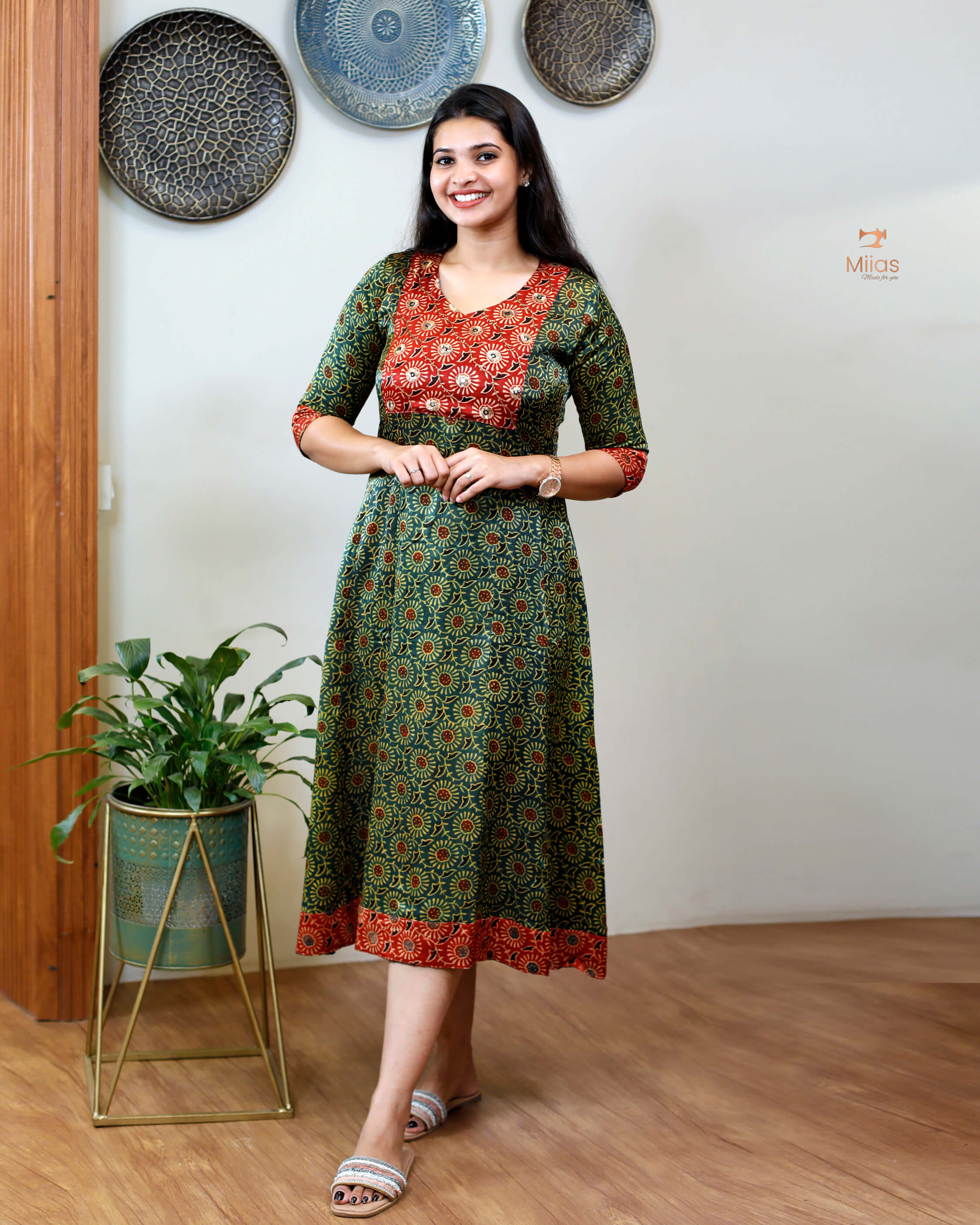 Mashru Silk Panelled Dress Kurti