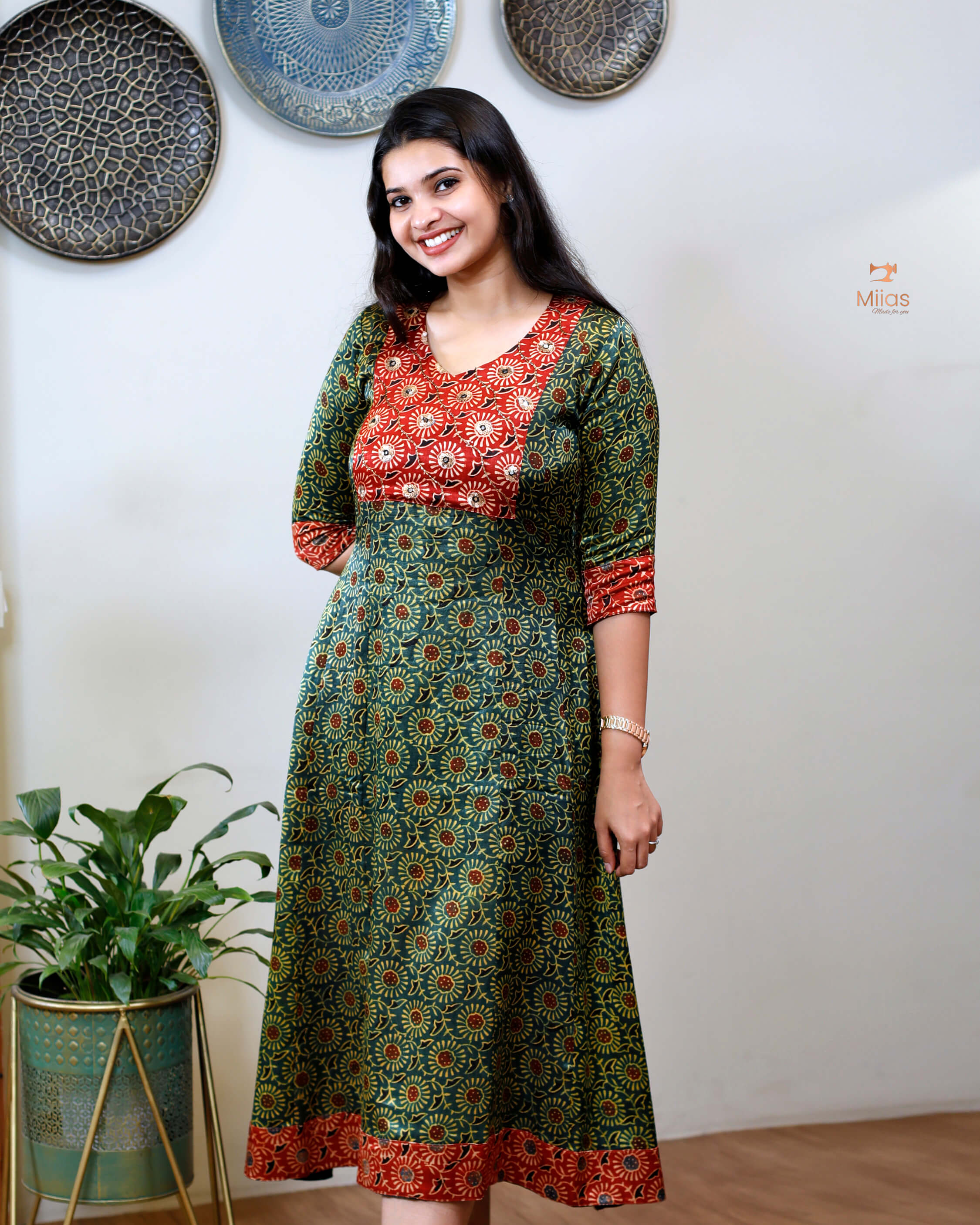 Mashru Silk Panelled Dress Kurti