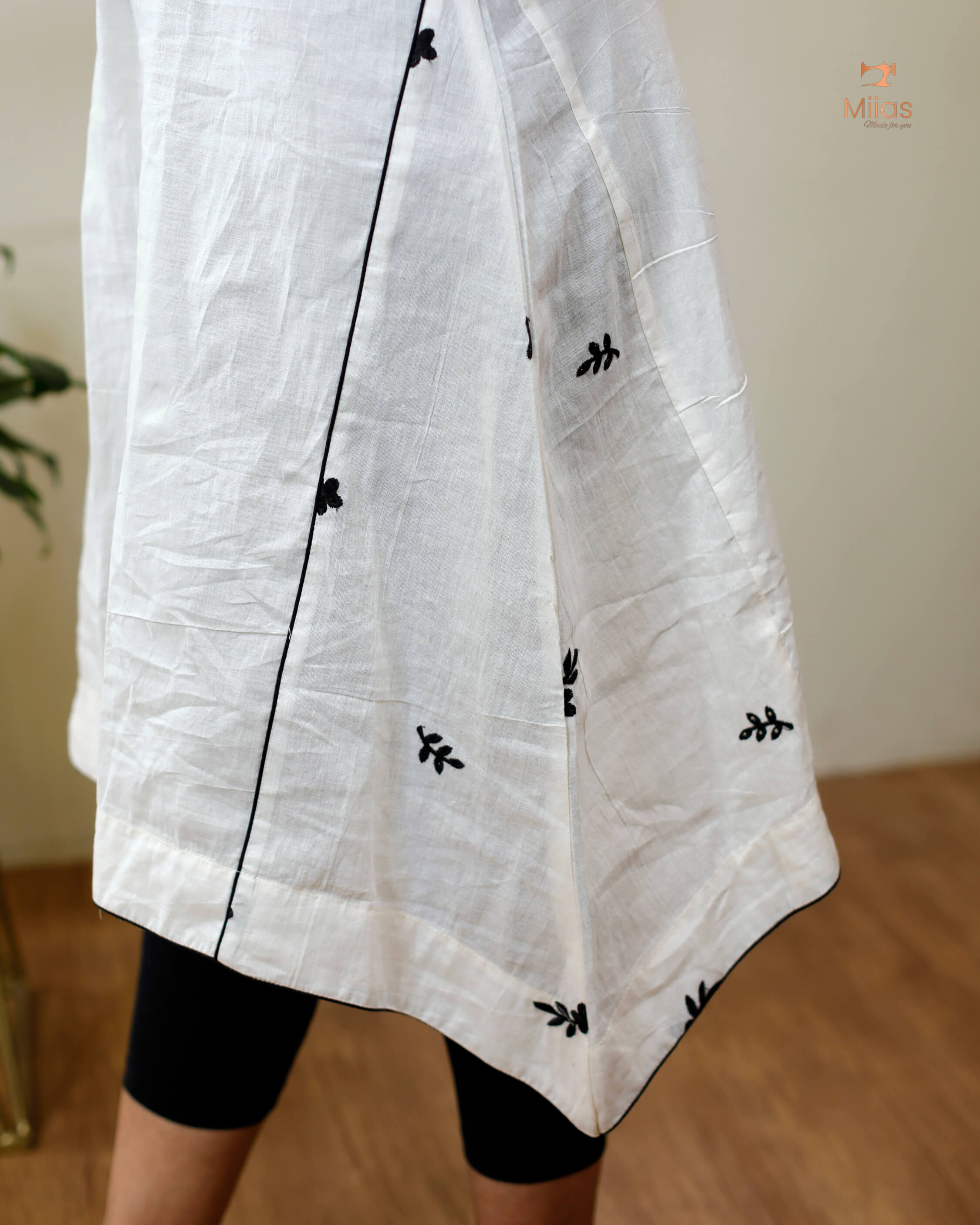 Off white Kora Cotton Dress Kurti with slip