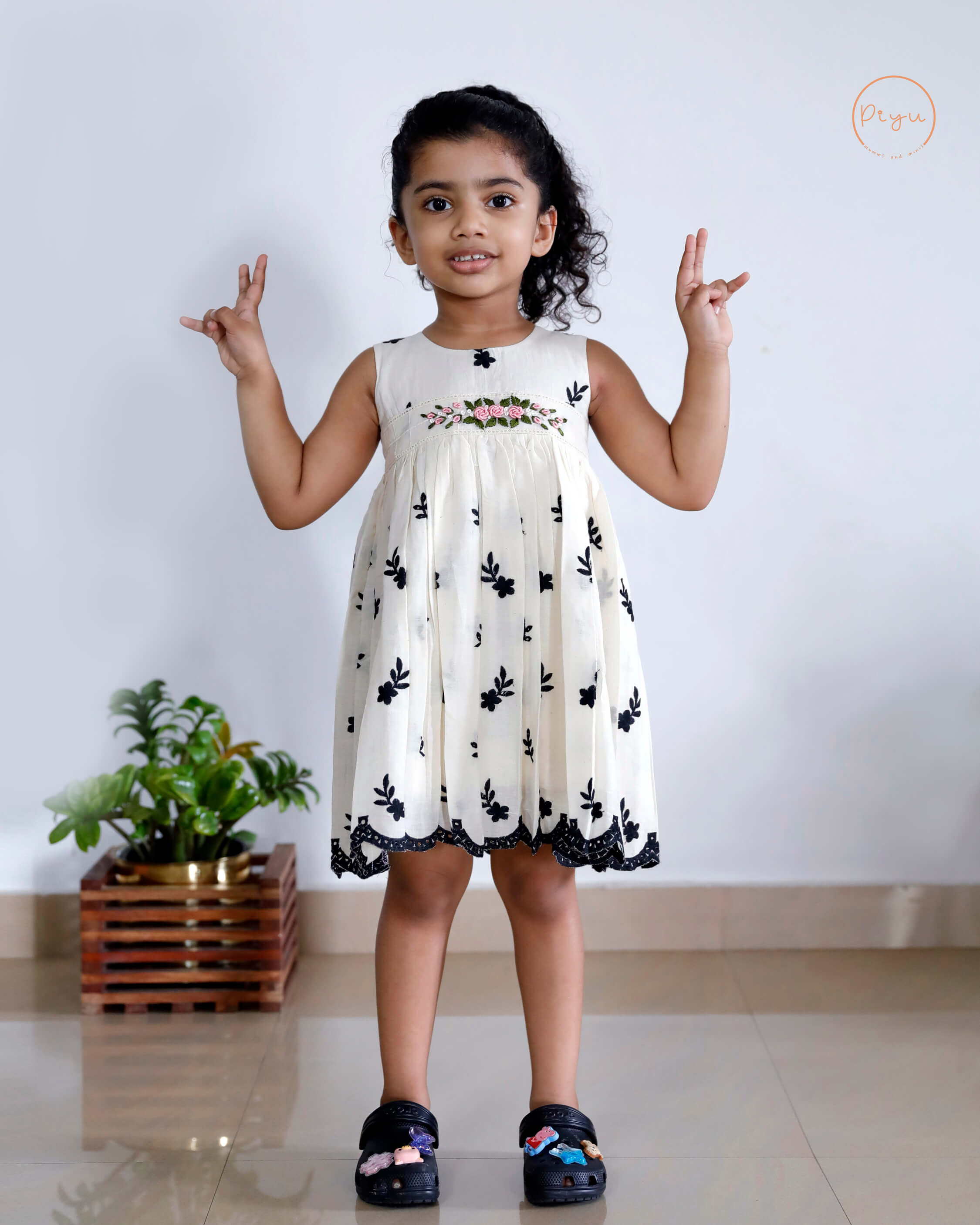 Kora Cotton Kids Frock with Bullion work