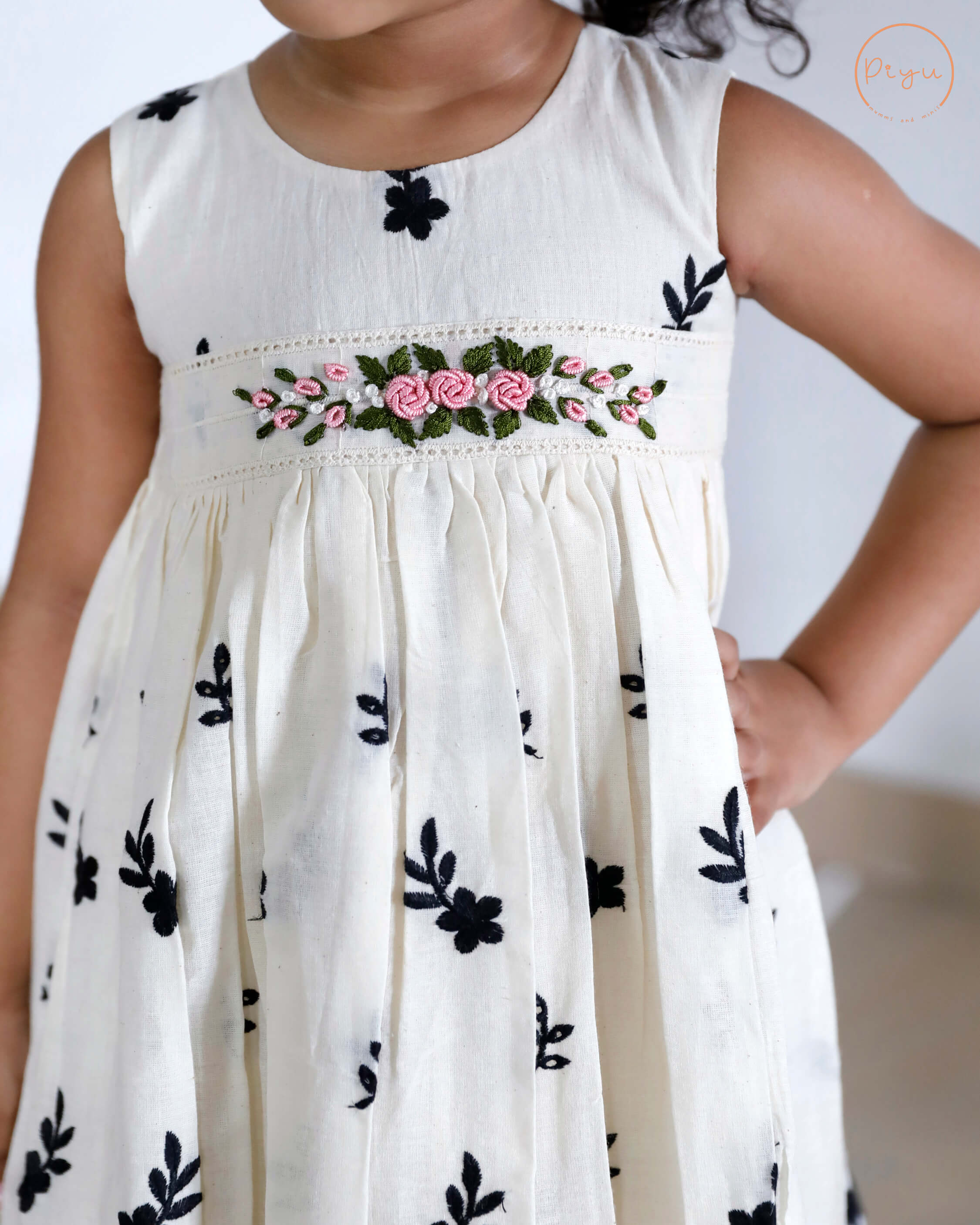 Kora Cotton Kids Frock with Bullion work