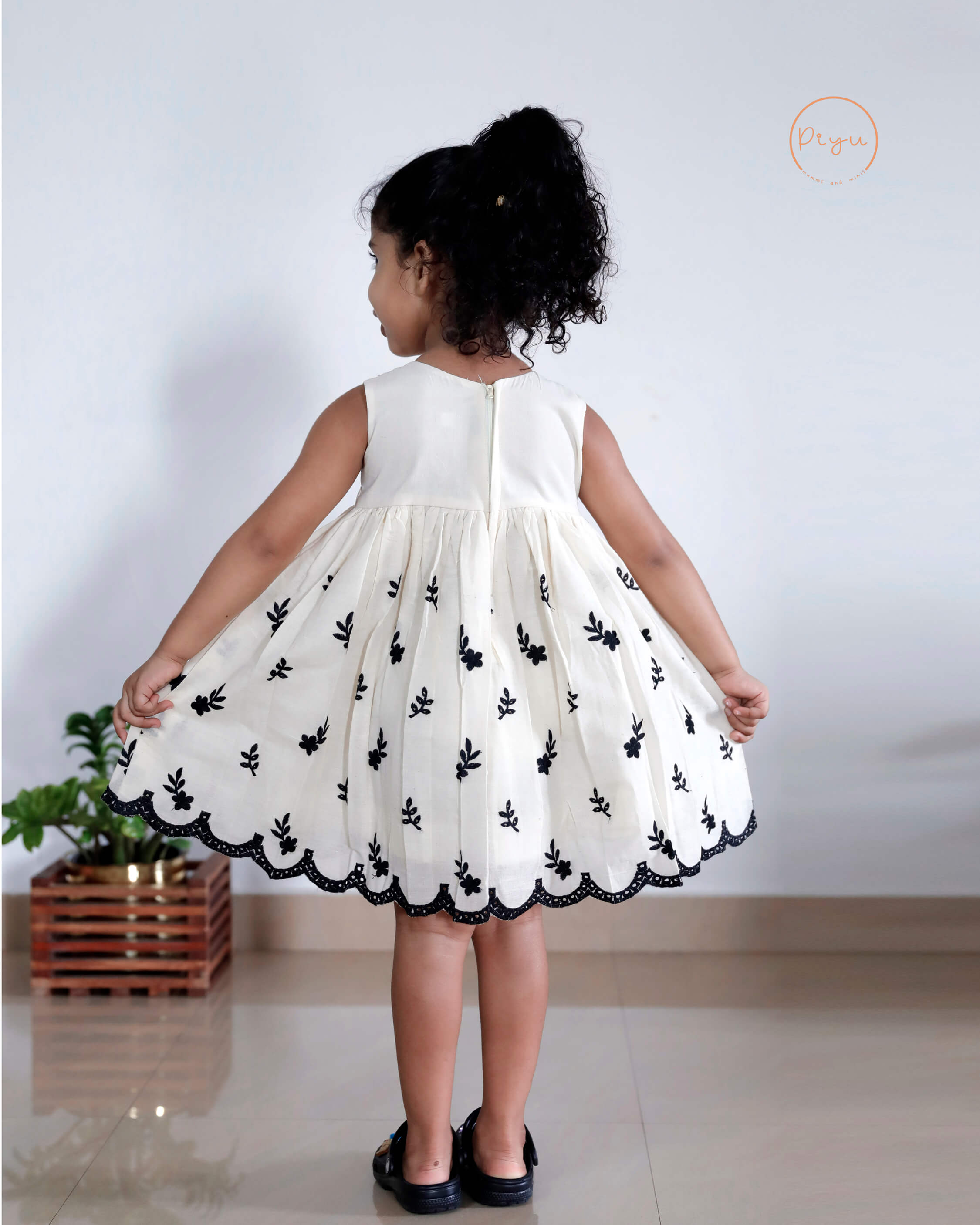 Kora Cotton Kids Frock with Bullion work