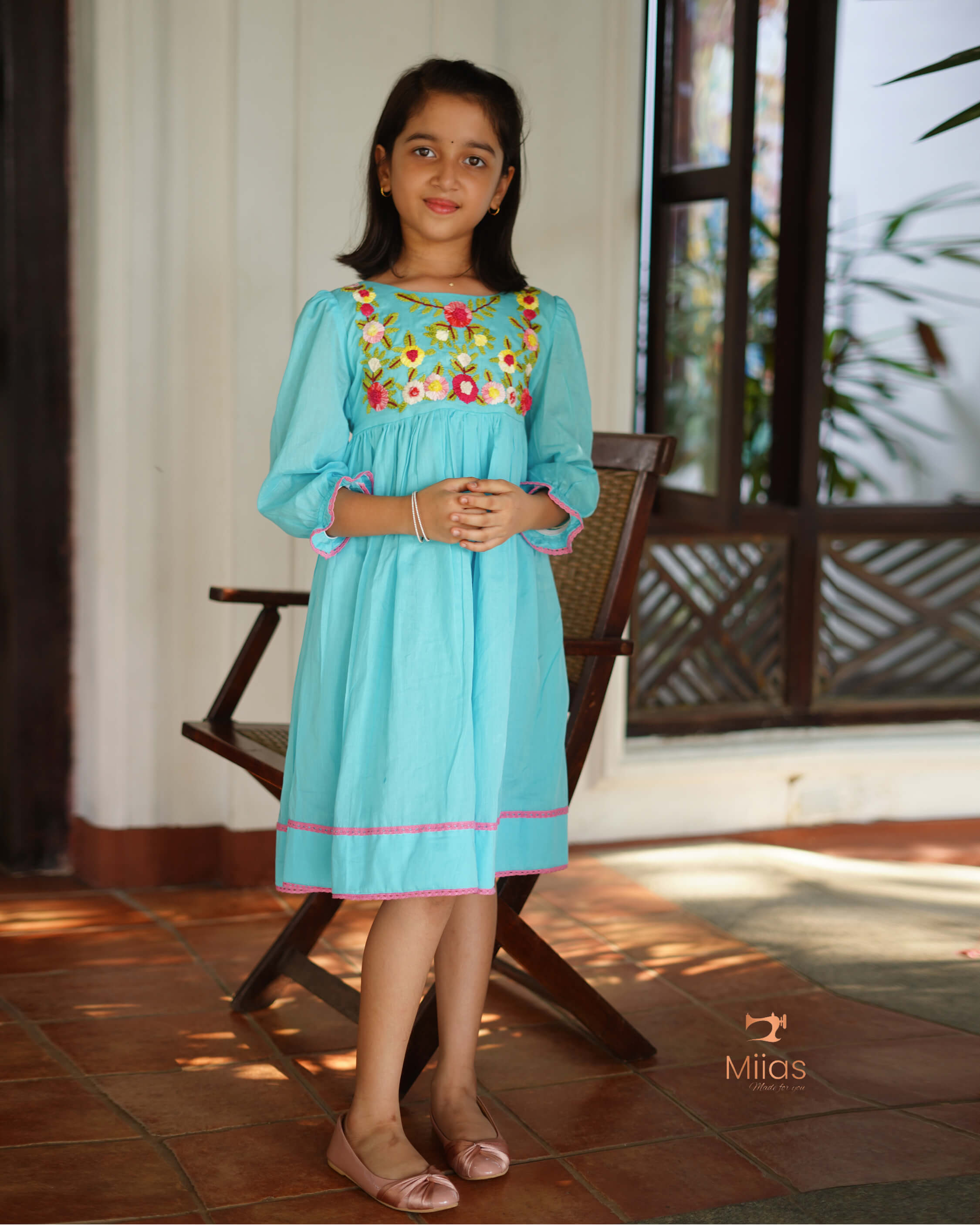 Mul Cotton Frock With Thread Work