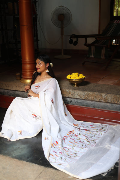 Tissue Check Saree | Handwork & Dual Zari, Banarasi Blouse | Vishu Collection.
