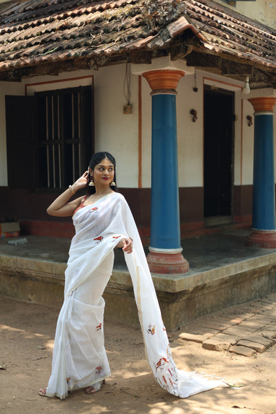 Tissue Check Saree | Handwork & Dual Zari, Banarasi Blouse | Vishu Collection.
