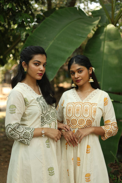 Flex Cotton Handblock Kurti – Orange | Vishu Collection