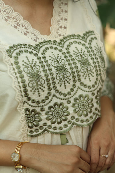 Flex Cotton Handblock Kurti – Green | Vishu Collection
