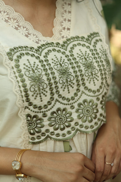 Flex Cotton Handblock Kurti – Green | Vishu Collection