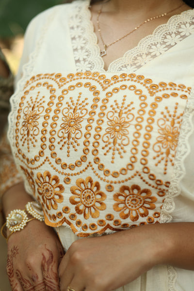 Flex Cotton Handblock Kurti – Orange | Vishu Collection