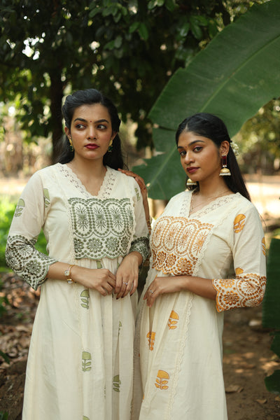 Flex Cotton Handblock Kurti – Green | Vishu Collection