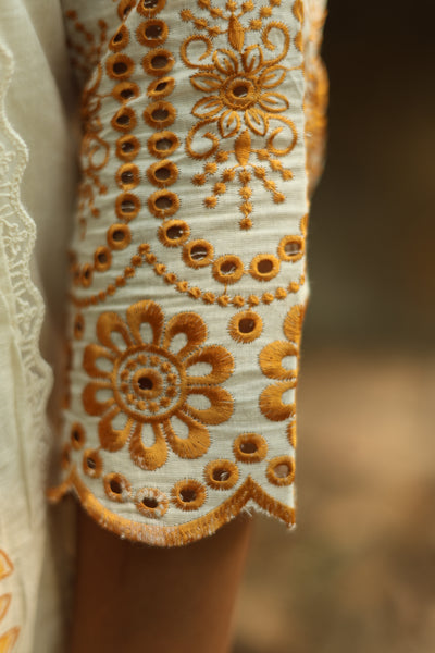 Flex Cotton Handblock Kurti – Orange | Vishu Collection