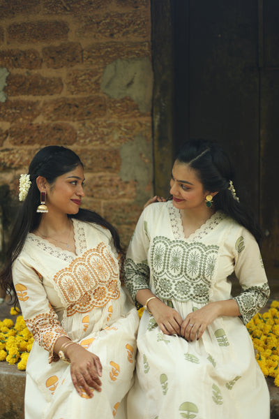 Flex Cotton Handblock Kurti – Green | Vishu Collection