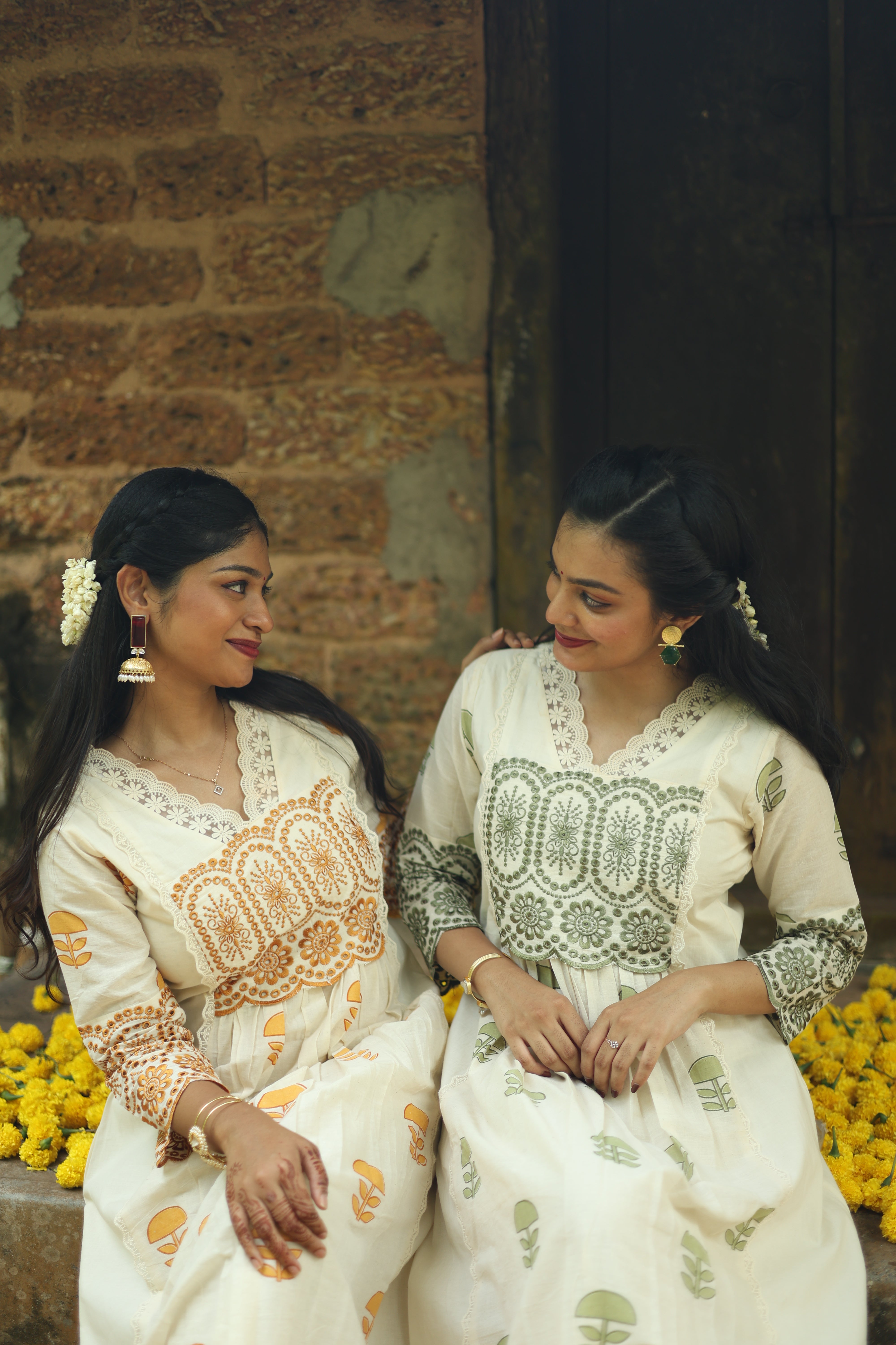 Flex Cotton Handblock Kurti – Orange | Vishu Collection