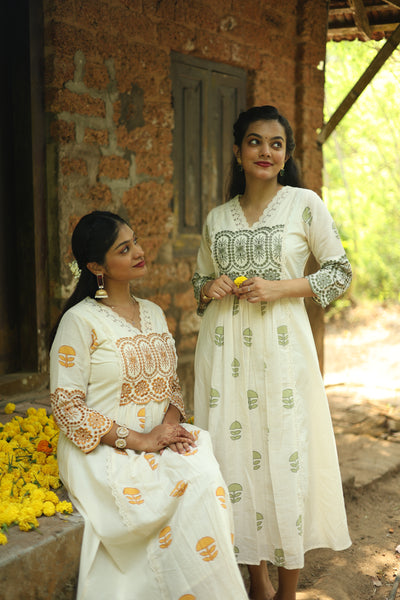 Flex Cotton Handblock Kurti – Green | Vishu Collection