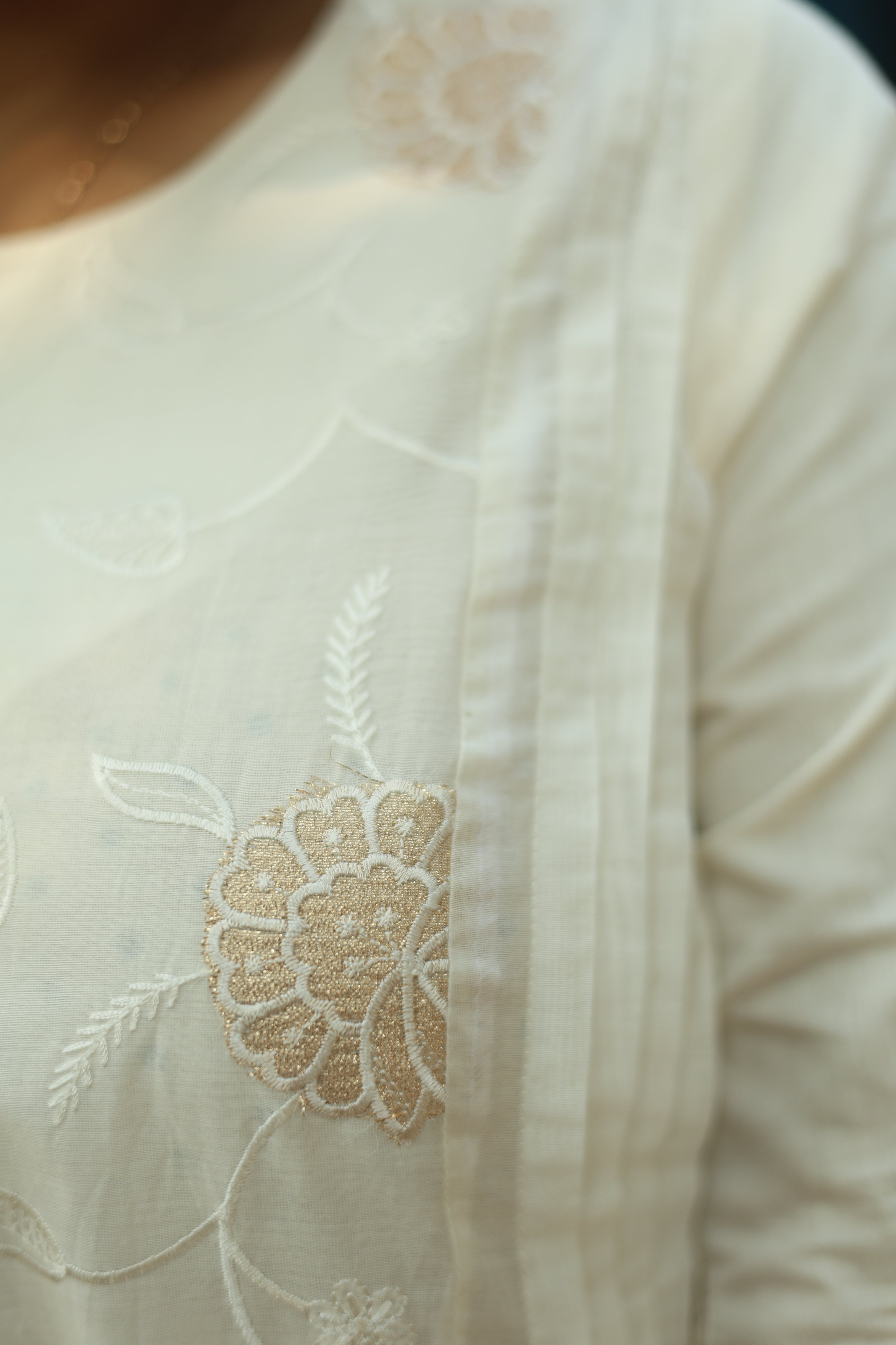 Mul Chanderi 3-Panel Pin Tuck Kurti – Yellow | Vishu Collection
