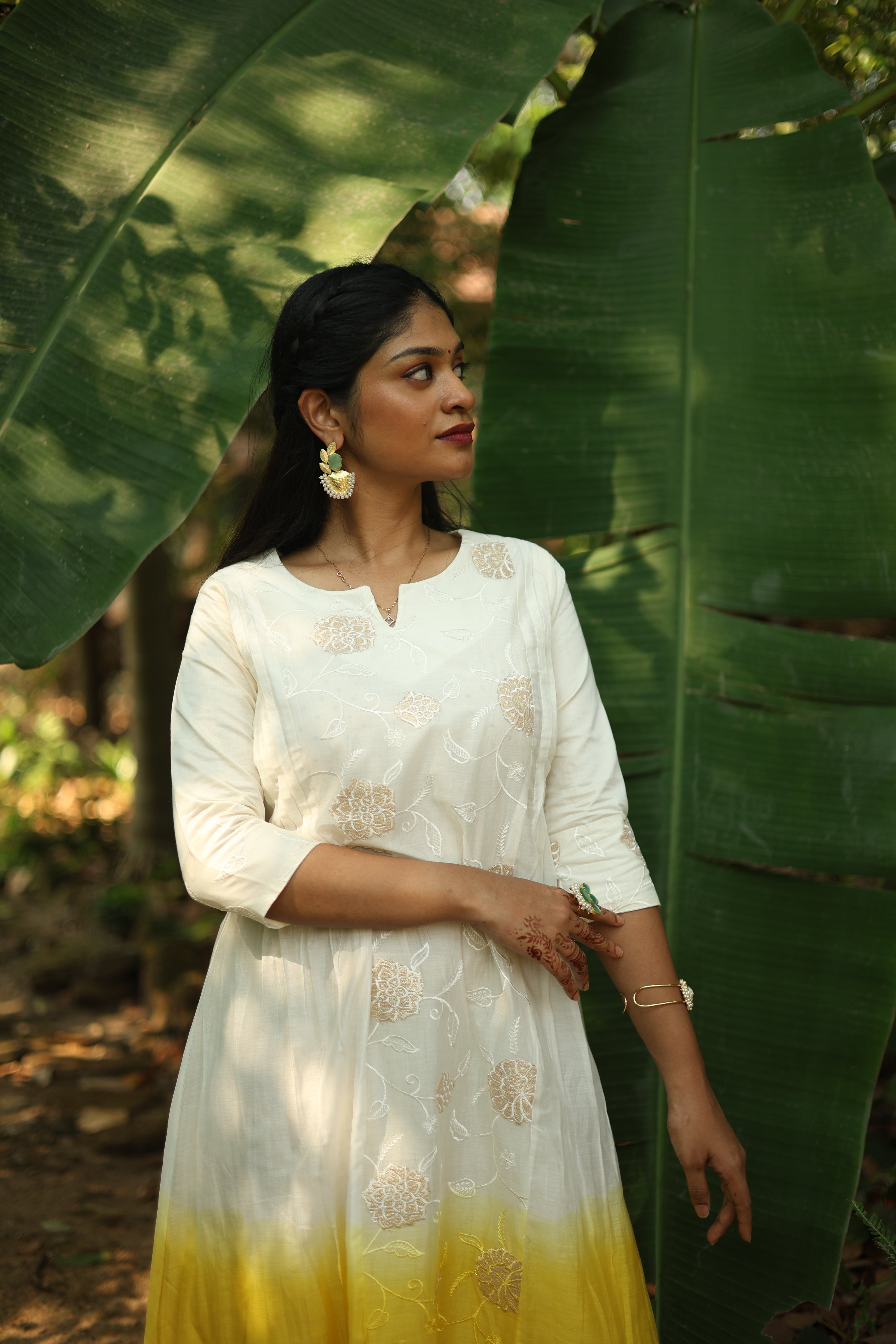 Mul Chanderi 3-Panel Pin Tuck Kurti – Yellow | Vishu Collection