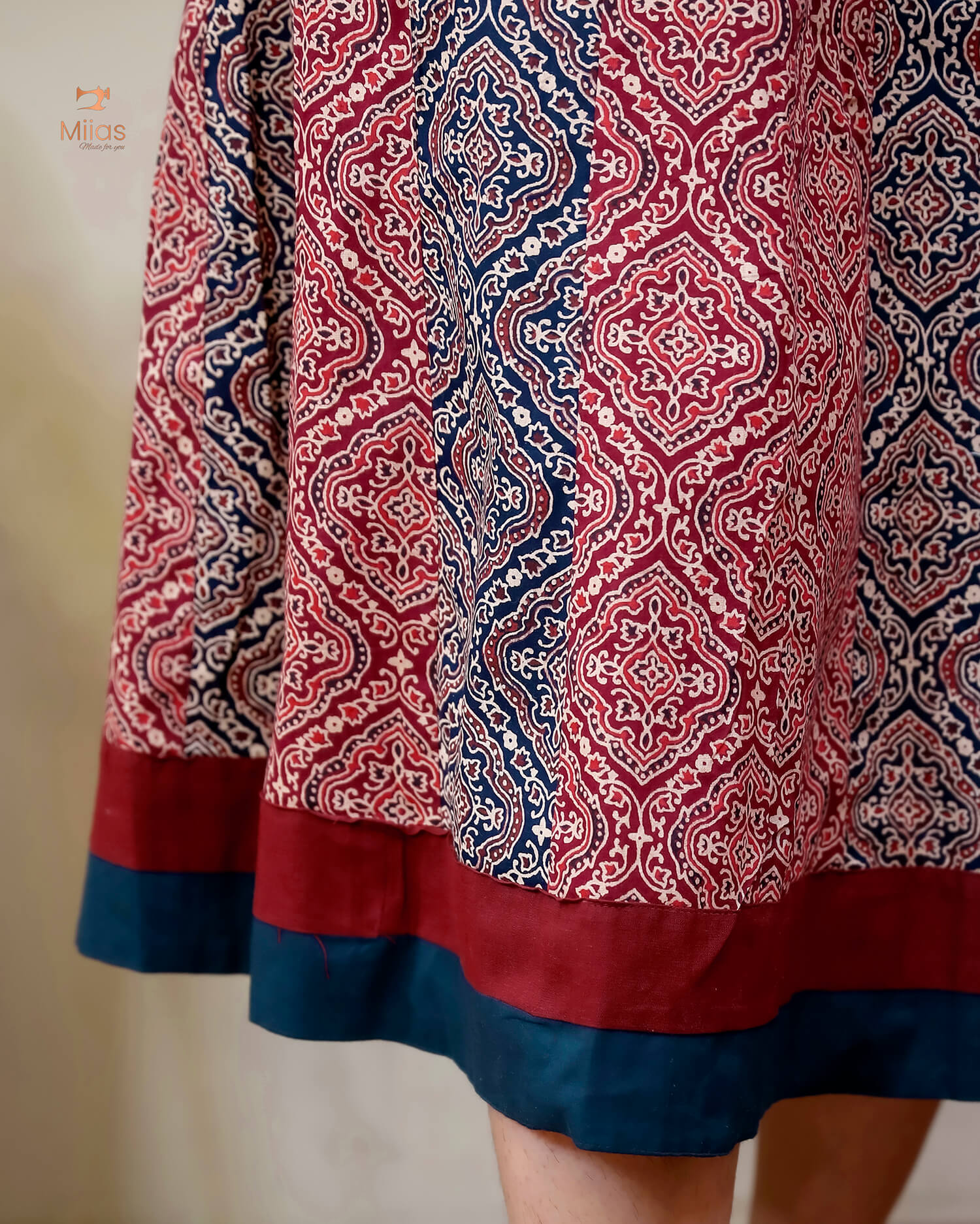 Ajrakh printed cotton panel-cut kurti