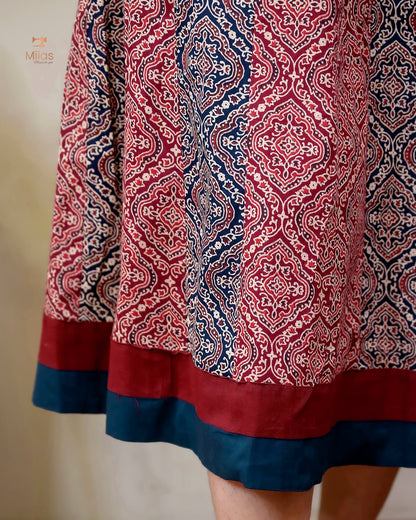 Ajrakh printed cotton panel-cut kurti