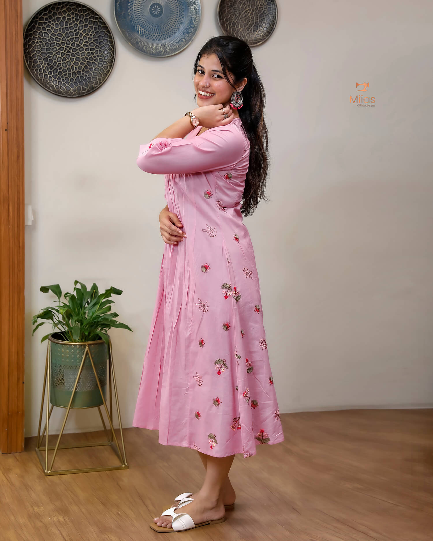 Cotton Pleated & Embroidered Designer Dress Kurti