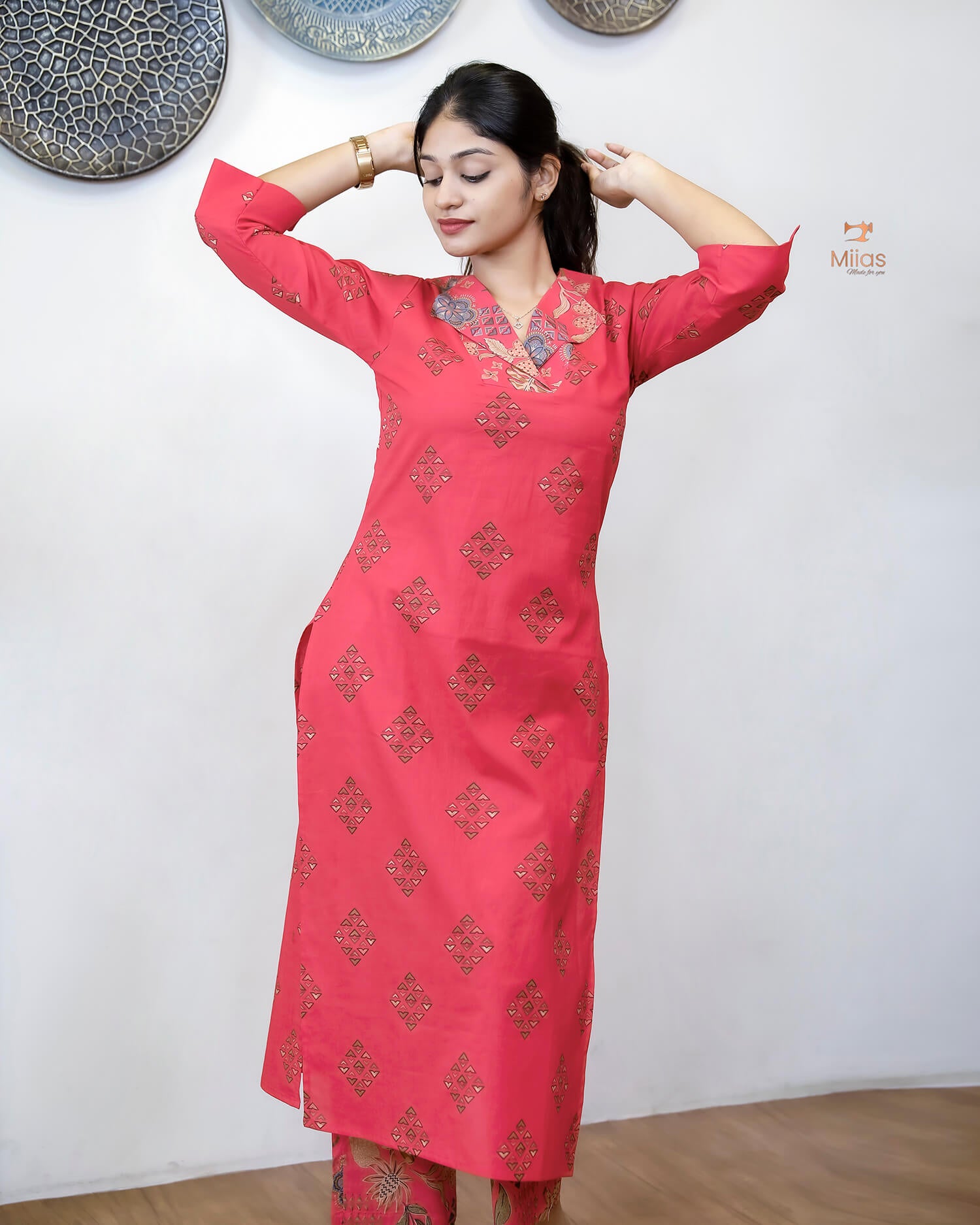 Pure Cotton Co-ord Set: Breathable Printed Elegance-Pink.