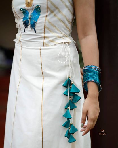 Gota Patti Skirt & Lurex Blouse (Stitched Set)–Festive Wear-Onam 2025