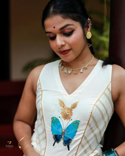 Gota Patti Skirt & Lurex Blouse (Stitched Set)–Festive Wear-Onam 2025