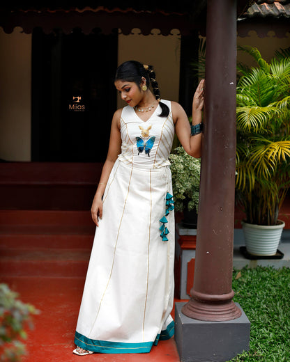 Gota Patti Skirt & Lurex Blouse (Stitched Set)–Festive Wear-Onam 2025