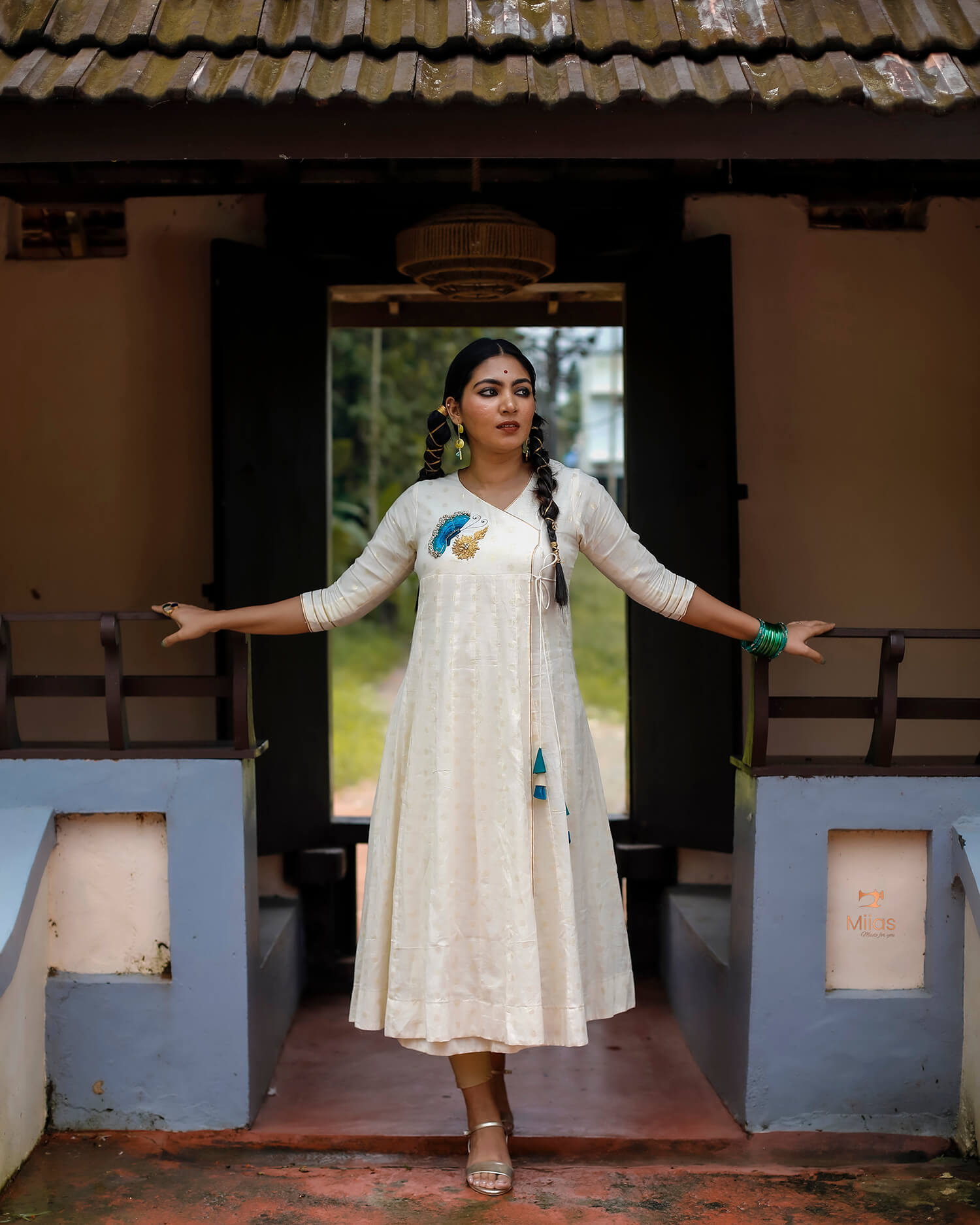 Elegant Lurex Cotton Wrap Around Kurti With Gota Patti & Embroidery-Onam 2025