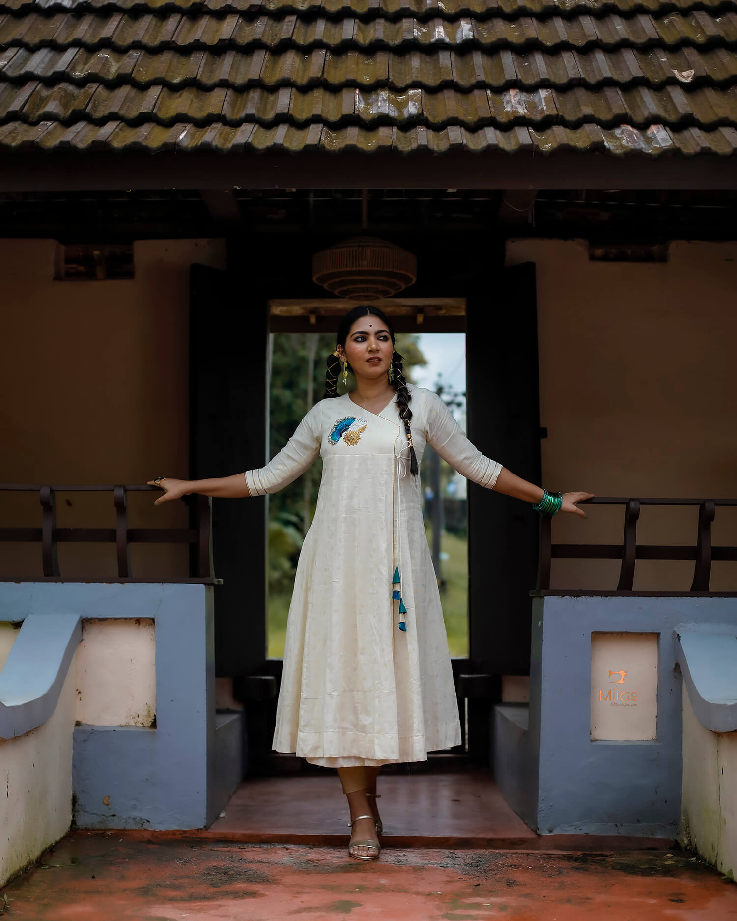 Elegant Lurex Cotton Wrap Around Kurti With Gota Patti & Embroidery-Onam 2025