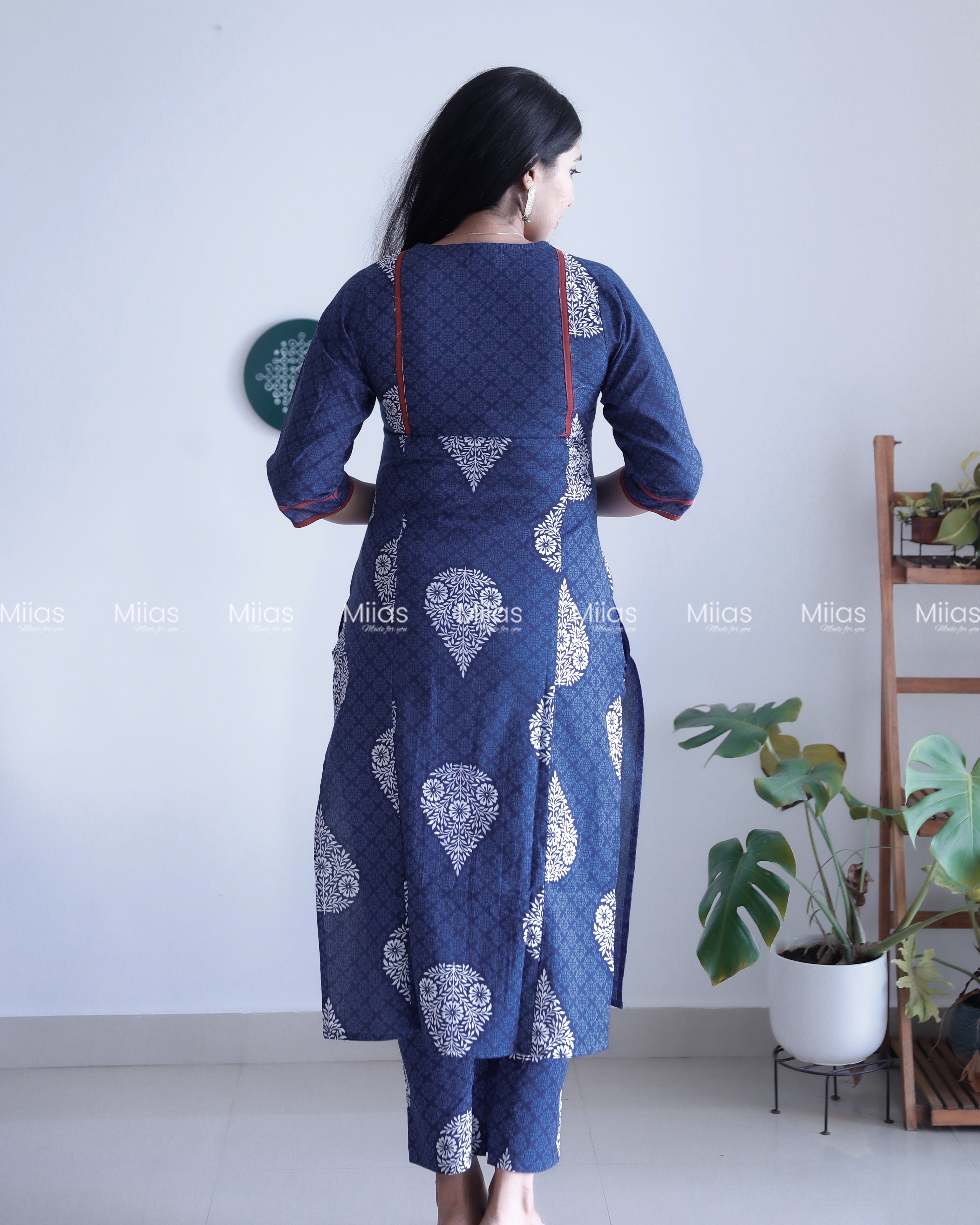 South Cotton Co-ord Set | Dual-Print Top + Matching Bottoms | Blue