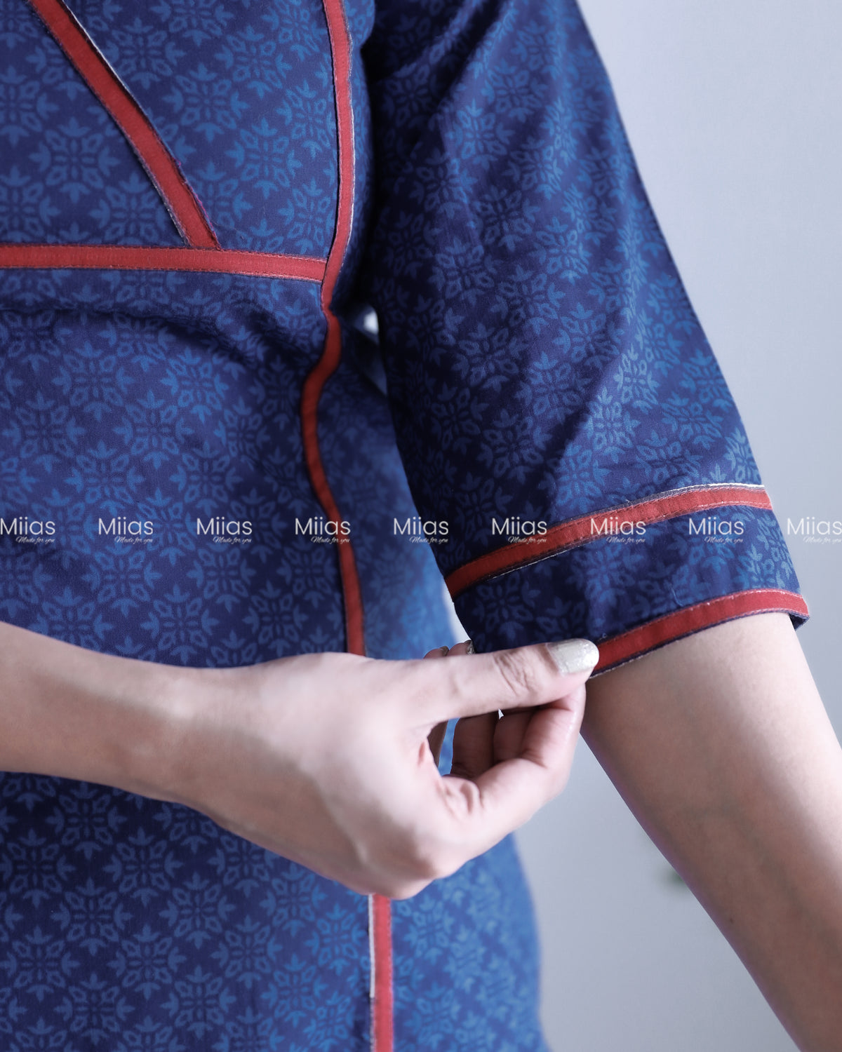 South Cotton Co-ord Set | Dual-Print Top + Matching Bottoms | Blue