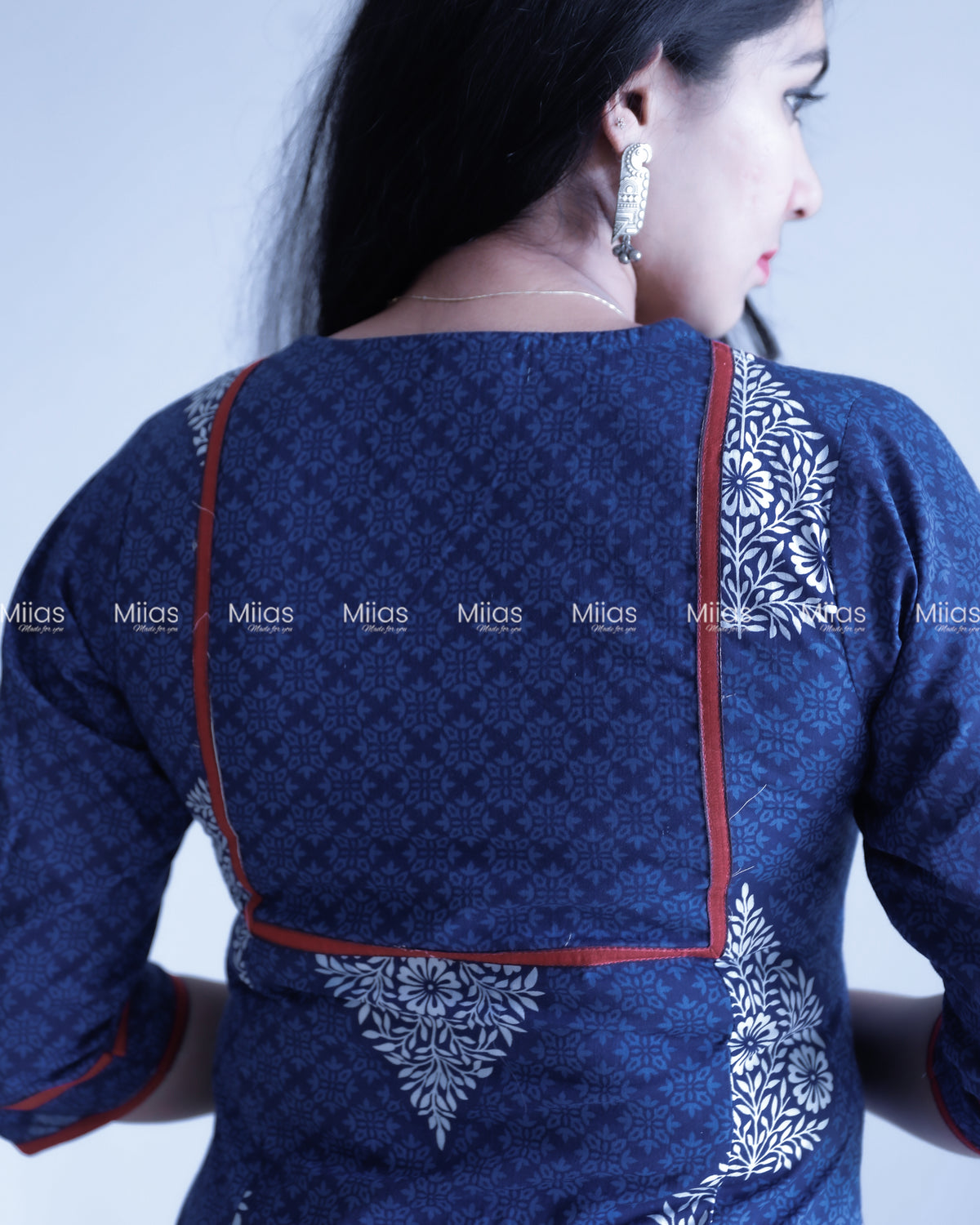 South Cotton Co-ord Set | Dual-Print Top + Matching Bottoms | Blue