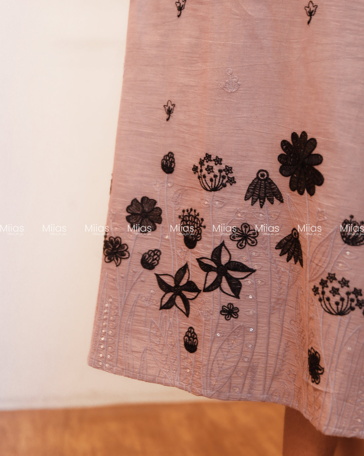 Kora Cotton A-Line Kurti | Embroidered V-Neck + Pocket | Chocolate