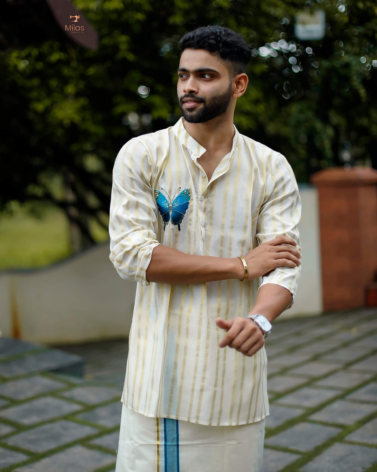 Men's Lurex Kora Cotton Kurta | Festive Wear-Onam 2025