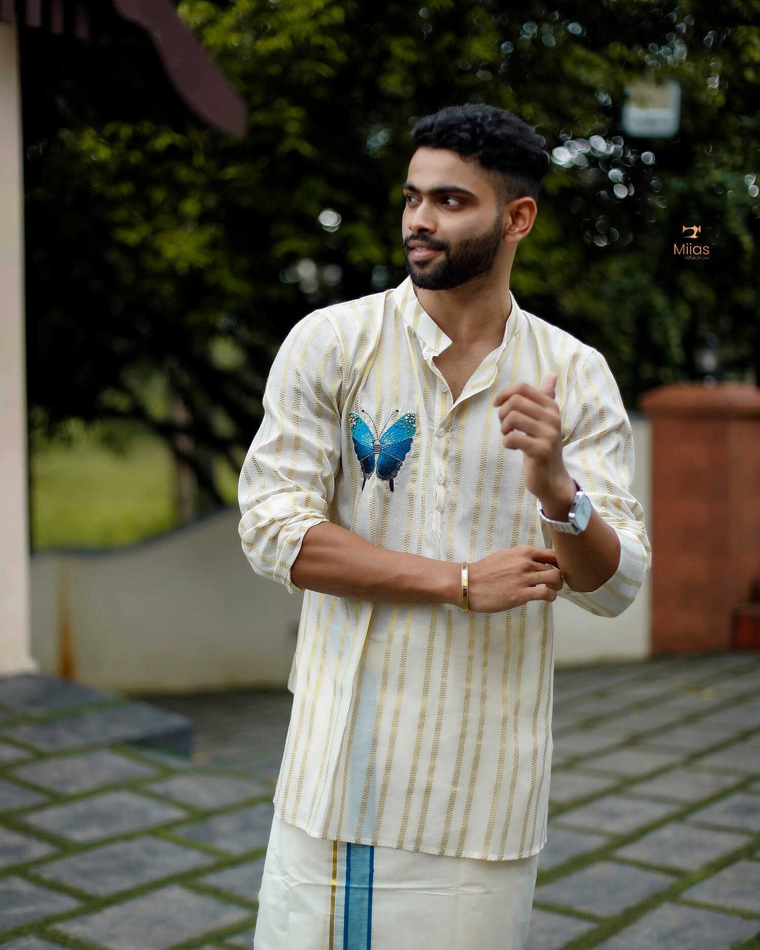 Men's Lurex Kora Cotton Kurta | Festive Wear-Onam 2025
