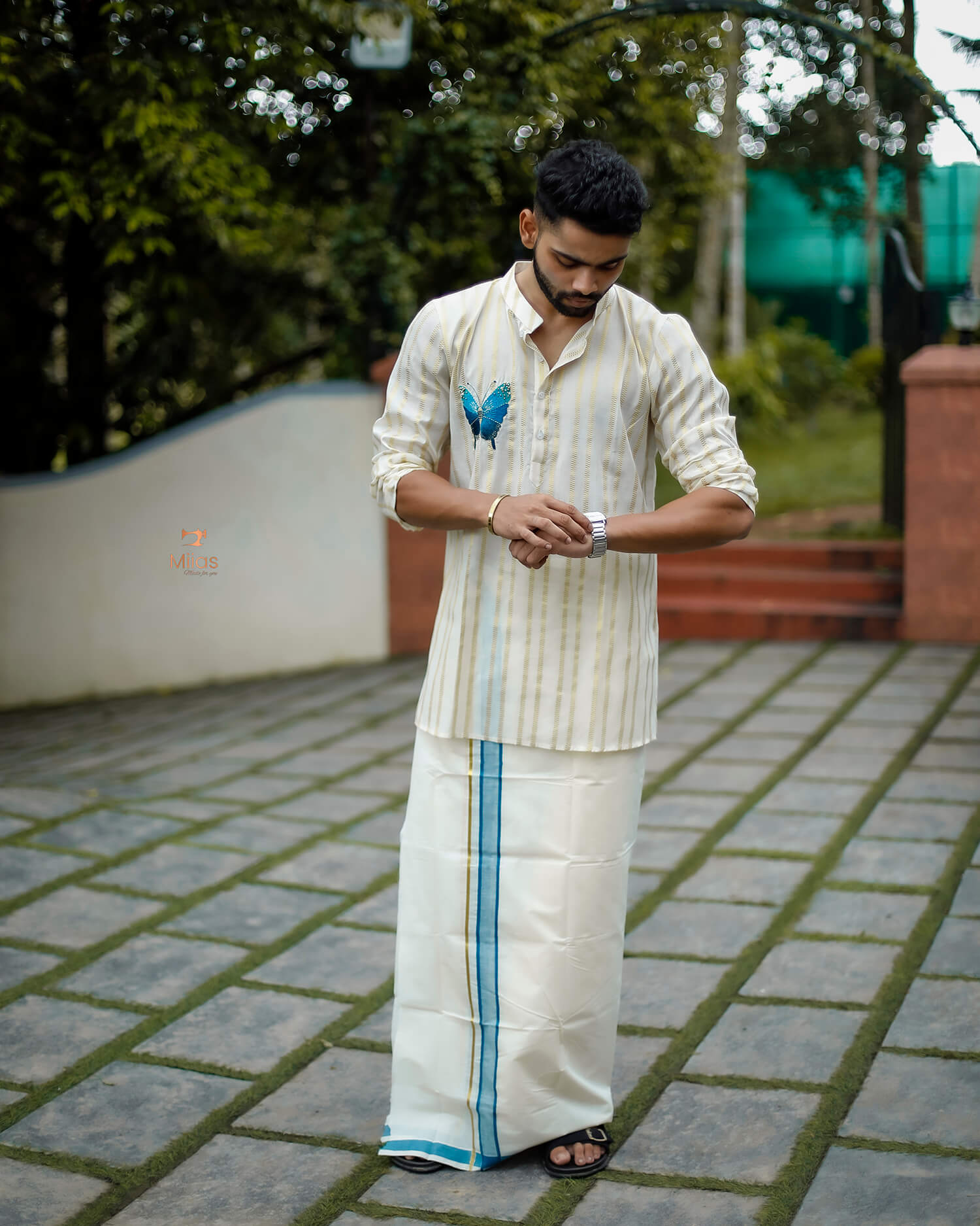 Men's Lurex Kora Cotton Kurta | Festive Wear-Onam 2025