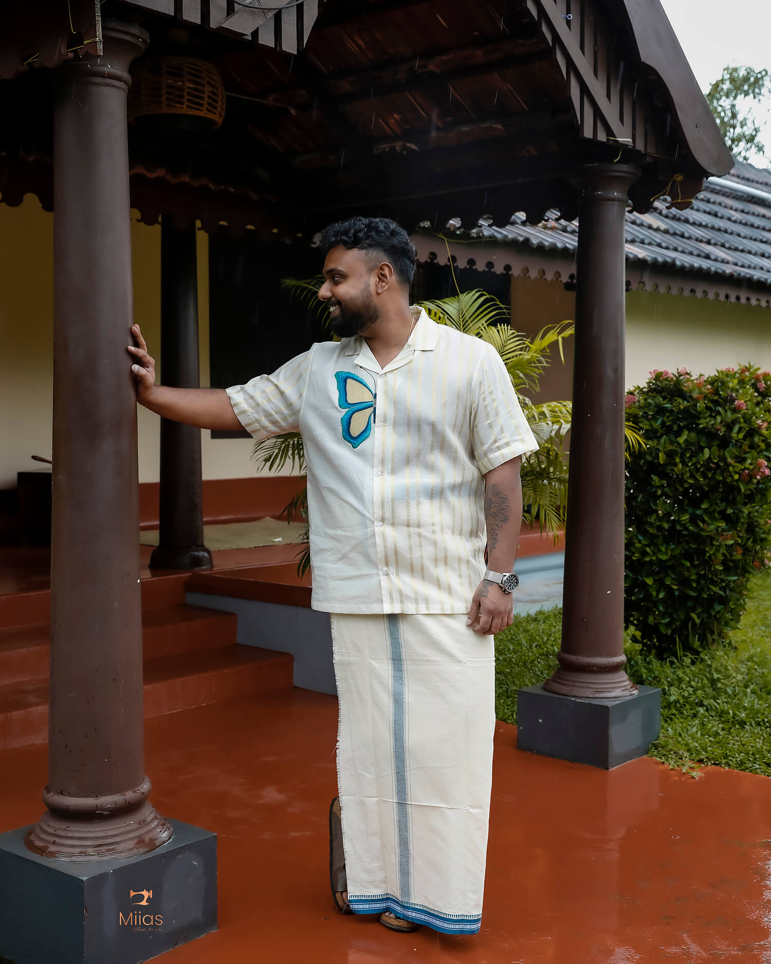 Men's Premium Lurex Kora Cotton Shirt-Onam 2025