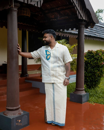 Men's Premium Lurex Kora Cotton Shirt-Onam 2025