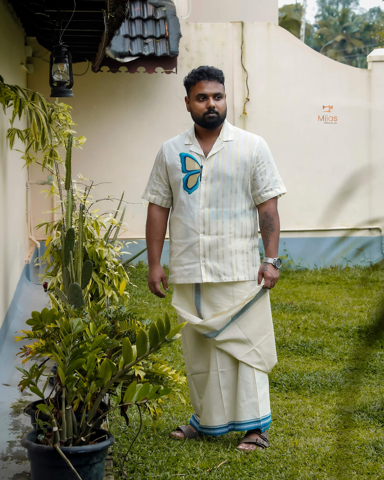 Men's Premium Lurex Kora Cotton Shirt-Onam 2025