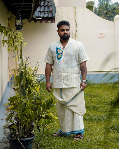 Men's Premium Lurex Kora Cotton Shirt-Onam 2025