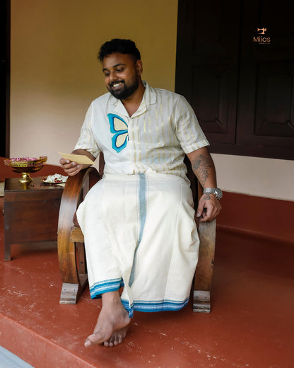 Men's Premium Lurex Kora Cotton Shirt-Onam 2025