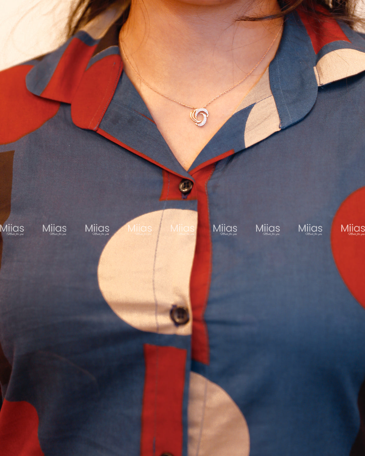 Ajrakh Cotton Shirt Dress Kurti | Button-Down + Slits + Pocket | Blue
