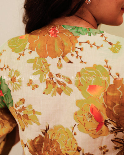 Vatican Fabric Co-ord Set | Pearl Sequin Yoke + Box Pleat | Olive Green